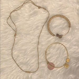 Alex and Ani bracelets and necklace